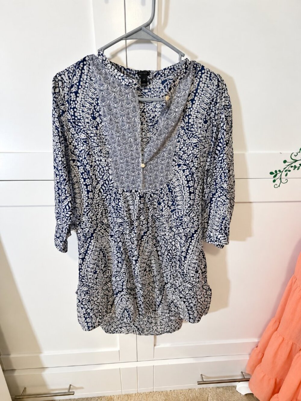 J.Crew Navy & White Printed 100% Cotton Tunic – X Small
